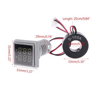 <span class=keywords><strong>Amper</strong></span>ímetro/Voltímetro Digital LED Redondo/Cuadrado de Doble Pantalla, Indicador de Voltaje, Corriente y Amperios, 50-500V - Product Image 6