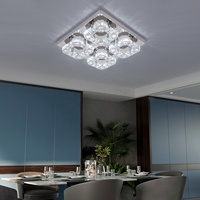 Plafonnier LED moderne en acier inoxydable chromé avec cristaux et télécommande, indice CRI 90 élevé, pour salon, maison, appartement