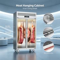 Vitrine Réfrigérée Verticale Commerciale Grande Capacité pour la Conservation de Viandes Fraîches (Porc, Bœuf, Mouton) – Armoire à Viandes Suspendues