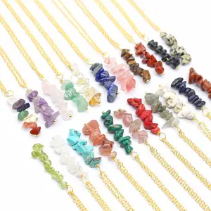 Healing Crystal Necklaces Natural Stone Gemstone Jewelry Adjustable Chain Chips Stone Chakra Spiritual Pendant For Women Girls