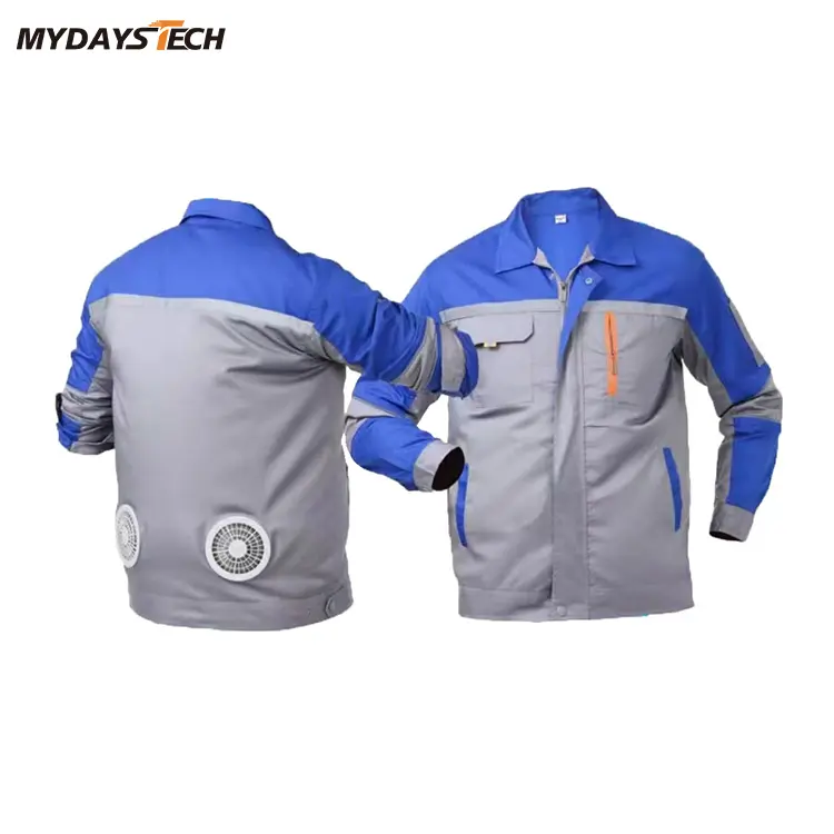 Mydays Tech แขนสั้น 3 ความเร็วปรับเครื่องหมุนเวียนลมที่แข็งแกร่งเสื้อแจ็คเก็ตระบายความร้อนด้วยอากาศแบบล้างทําความสะอาดได้สําหรับสภาพอากาศฤดูร้อนที่ร้อนแรง