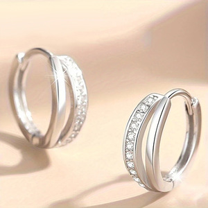 Orecchini a Cerchio Line Hoop per Donne, Accessori per Orecchie Classici per Uso Quotidiano - Product Image 1