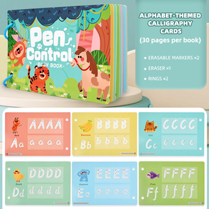 Thick Paper Waterproof Reusable Preschool Drawing Brush Control Learning Workbook Alphabet <strong>Math</strong> <strong>Line</strong> Workbook - Product Image 2