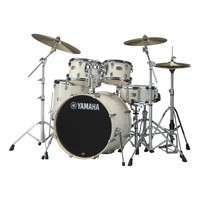 Batterie de percussions Stage Custom Series Classic White Birch Shell 5 pièces avec 3 ou 4 supports de cymbales, cymbales non incluses