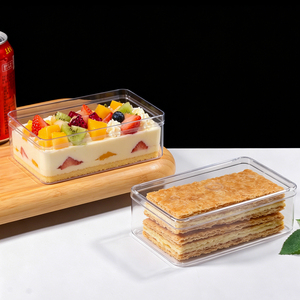 Contenitore Rettangolare in Plastica PS Trasparente da 500ml con Coperchio, Monouso <span class=keywords><strong>per</strong></span> Dessert, Frutta, Tiramisù, <span class=keywords><strong>per</strong></span> Forniture da Pasticceria - Product Image 4