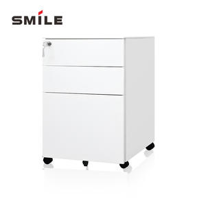 CHNSMILE armadietto a 3 cassetti con piedistallo in metallo, chiudibile a chiave con maniglie nascoste, bianco, per riporre l'ufficio e la scrivania a casa - Product Image 3