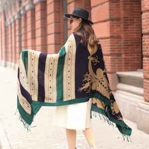 Winter Luxury Oversize Large Blanket Pashmina Shawls Soft Dupatta 100% Pure <strong>Wool</strong> Floral Scarf <strong>Wraps</strong> for Women - Product Image 4