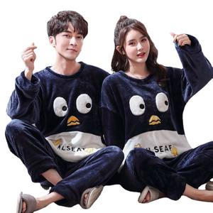 Nuevo Diseño de Pijamas de Franela de Manga Larga para Parejas, Ropa de Dormir Gruesa para Hombre y Mujer - Product Image 1