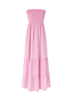 Novedades 2026: Vestido largo de verano sin tirantes con fruncido y volantes, estilo suelto y sin mangas, ideal para la playa y vacaciones.