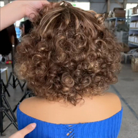 Perruque Bob en Cheveux Humains Indiens Remy Vierges à 100 %, Double Tissage, Boucles Volumineuses, avec Frange, Densité Personnalisable et Sans Colle – Vente en Gros