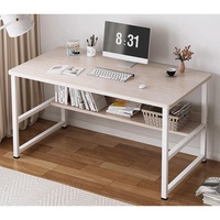 Bureau de bureau à domicile de conception simple dessus en MDF avec cadre en métal et étagère Table d'ordinateur en bois
