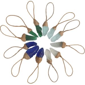 12PCS Handmade Sea Glass Ornament SeaGlass Craft Sets for Christmas Tree Home Beach Weddings Decor