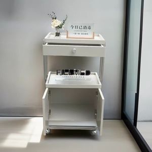 White Salon <b>Trolley</b> Rolling Beauty Cart Metal Organizer Rack <b>4</b> <b>Wheel</b> Storage <b>Trolley</b> for Beauty Salon - Product Image 2