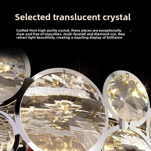 <span class=keywords><strong>Lustre</strong></span> en cristal en acier inoxydable de luxe léger, LED, hauteur réglable - Design moderne minimaliste à bulles pour salon et chambre principale - Product Image 2