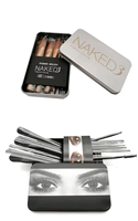 Ensemble de 12 pinceaux de maquillage pour le visage, les yeux, les ombres à paupières, l'eye-liner, les lèvres, avec boîte en métal