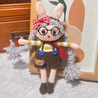 Poupée en peluche créative faite à la main au crochet, adorable lapin de dessin animé, porte-clés, pendentif, breloque de sac, cadeau