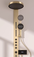 Panneau de douche multifonction intelligent gris canon de luxe, nouveau, en acier inoxydable, cascade, pluie, douche en métal, massage