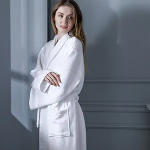 Bathrobe Luxury Robes Women Silk Supplies in Quality White Hotel Dressing Robe