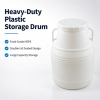Bidon cylindrique en plastique HDPE de 50 L, résistant aux chocs, durable, de qualité alimentaire, recyclable, écologique, étanche, pour l'industrie alimentaire