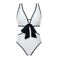 JSN Vintage Bow Decor Noir et Blanc Maillot de bain une pièce et jupe Maillot de bain Ensemble femmes Vacances Beachwear Maillot de bain de luxe