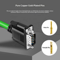Kabel Serial RS232 DB9 9-Pin Industri Male Female 485 Hijau Fleksibel Kabel Koneksi Port COM