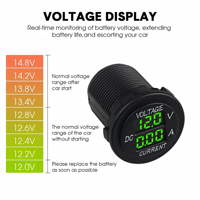 Voltmètre ampèremètre numérique LED étanche 12V-24V DC pour bateau, moto, UTV, voiture