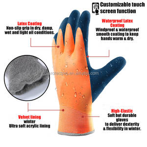 Guantes de construcción cálidos con forro polar, impermeables, Recubiertos de Espuma de látex, Guantes Térmicos de seguridad con agarre antideslizante - Product Image 3