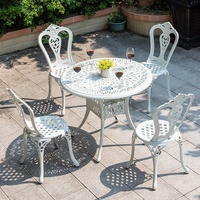 Table de bistrot moderne en aluminium moulé bronze antique - Ensemble de patio extérieur durable pour hôtel et villa