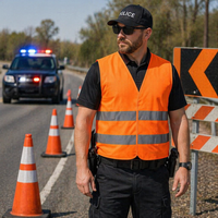 Gilet da Lavoro Arancione Alta Visibilità, Gilet di Sicurezza Stradale con Cerniera Frontale, Nastro Riflettente Orizzontale, Giacca Riflettente Arancione Neon