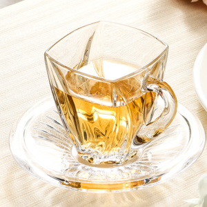 Vente en gros de tasses à café et soucoupes en cristal sans plomb de haute qualité, ensemble de 12 pièces pour la maison, le restaurant, l'hôtel, le café - Product Image 1