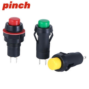 Pinch <b>Push</b> <b>Button</b> <b>Switch</b> 10mm Red Green Yellow Self Locking Resetting IP40 10A 250V Plastic Pin Terminal - Product Image 1