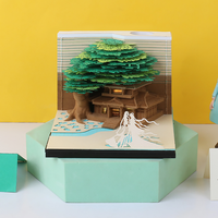 Bloc-notes 3D personnalisé, bloc-notes 3D, arbre de cerisier en fleurs, sakura, papier d'art 3D, calendrier