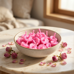 <b>Pink</b> Round Pure cow ghee <b>Candles</b> Scented Floral Aromatherapy Home Decoration Elegant Style 1 Wick HandMade - Product Image 1