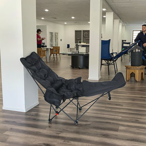 เก้าอี้ดวงจันทร์โลหะพับได้ตั้งได้สามตำแหน่งแบบทันสมัยสำหรับกลางแจ้งผ้าออกซ์ฟอร์ดที่วางขาสามารถปรับได้ทนทานสำหรับการตั้งแคมป์ชายหาด - Product Image 3