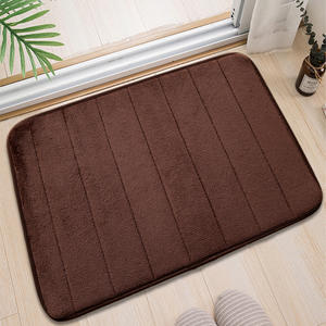 พรมเช็ดเท้าขนแกะปะการังทรงสี่เหลี่ยมผืนผ้าสีทึบดีไซน์เรียบง่ายดูดซับน้ำได้ดีไม่ลื่นสำหรับห้องน้ำพรมปูพื้นห้องน้ำ - Product Image 1