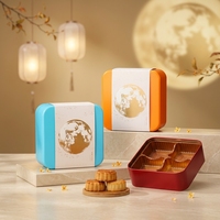 Boîte en fer blanc carrée vide pour gâteaux de lune, emballage cadeau pour le Festival de la Mi-Automne, pour gâteaux de lune à la peau de neige et pâtisseries à la lave