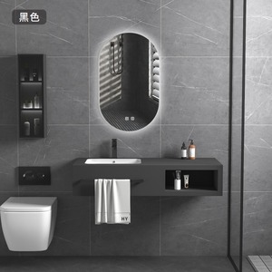 Mueble de Baño Moderno Minimalista Blanco CR con Lavabo Integrado de Cerámica, Lavabo Flotante de 80-120 cm - Product Image 4