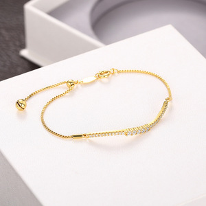 Nuovo braccialetto minimalista da donna con micro zirconi cubici intarsiati, regolabile, delicato gioiello per la mano - Product Image 4