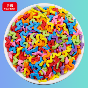 Confettis de sucre en forme de fleurs creuses multicolores personnalisables certifiés Halal, rubans de sucre espagnols en tranches, décorations solides - Product Image 1