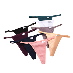 Damen Baumwoll-Tanga mit niedrigem Bund, dünn, hoch geschnitten, sexy G-String, T-Back Unterwäsche mit verstellbarem Bund und Schriftzug, Dessous - Product Image 1