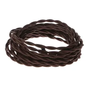 Tonghua-Cable eléctrico trenzado de tela Vintage, Cable de luz colgante recubierto textil, marrón, 2x0,75mm