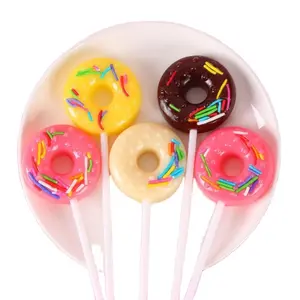 Children's Creative Cute Fruit Chocolate Mixed Flavor Donut Shape Lollipop Hard Candy