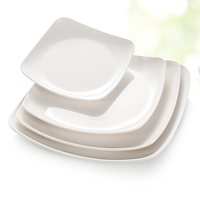 Assiettes carrées modernes en mélamine, vaisselle en plastique blanc pour plats de riz, restauration rapide et plats sautés