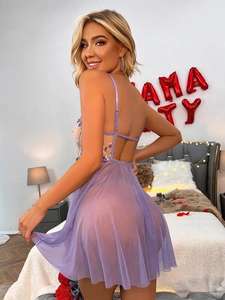 <span class=keywords><strong>Lingerie</strong></span> érotique pyjama en maille tentation chemise de nuit <span class=keywords><strong>sensuelle</strong></span> et brodée ensemble de <span class=keywords><strong>lingerie</strong></span> en dentelle - Product Image 2