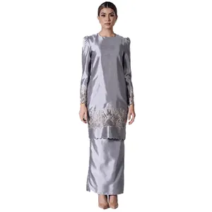 Yüksek kaliteli moden abaya malezya moda baju kumuslim müslüman elbise baju kulace moden dantel ile