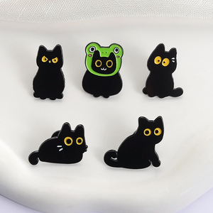 Dễ Thương Màu Đen Mèo Men Pin Phim Hoạt Hình Động Vật Đôi Mắt Lớn Mèo Diablo Mèo Con Trâm Cài Áo Huy Hiệu Vui Đồ Trang Sức Quà Tặng Cho Trẻ Em Bạn Bè - Product Image 3