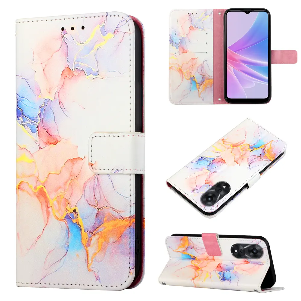 Marble Leather Flip Cover For OPPO Realme 10 C55 C31 GT NEO 3 Reno 7Z Lite 8 Pro Plus Stand Magnetic Wallet Phone Case Card Slot
