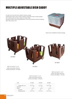 Chariot de rangement réglable pour assiettes et vaisselle, couleur marron/gris/noir, en PE