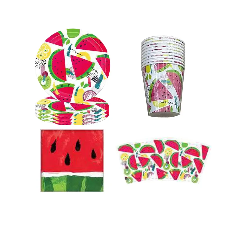2021 Популярные летние фрукты тема арбуз декор для вечеринки один в дыню бумажная тарелка набор для детского дня рождения
