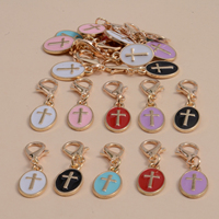 Pendentifs porte-clés vintage en alliage plaqué or 18 carats, motif goutte d'huile, croix religieuse, breloques de sac
